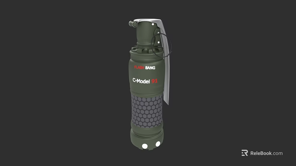 Green BNG C-400hd Grenade With Grid Pattern And White Dots Base 3d model 