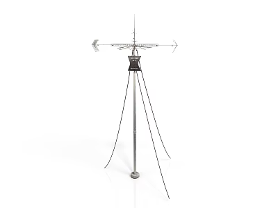 Professional Tripod Mounted Antenna Device With Guy Wires And Stable Base 3d model