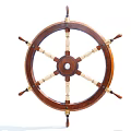 Playground Equipment Wooden Pirate Ship Steering Wheel with Brown Beige Decorative Spokes