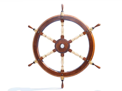 Playground Equipment Wooden Pirate Ship Steering Wheel with Brown Beige Decorative Spokes 3d model