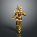 Fantasy Elf Creature 3D Model Character With Brown Gold Armor Running Pose