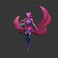 Game And Movie Character With Pink Tails Pink Hair And Gorgeous Blue Pink Combat Outfit
