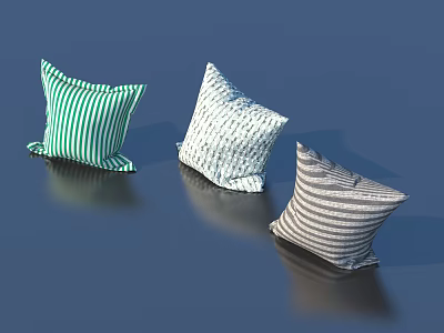 Green Striped White Patterned And Gray Striped Decorative Pillows For Home Decor 3d model