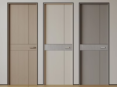 Modern Minimalist Flush Doors In Three Different Colors With Metal Handles 3d model