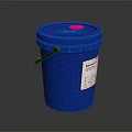 Blue Plastic Household Bucket With Red Lid Black Handle And White Label For Daily Use