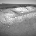 Martian Landscape Featuring Large Crater And Natural Surface Textures