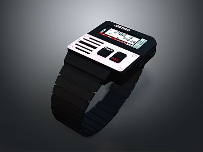 SEIKO Digital Watch With Black Strap White Dial Fashion Accessory For Daily Wear 3d model