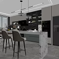 Modern open kitchen 3d model