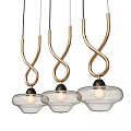 Three Modern Gold Pendant Lights With Unique Knot Design For Home Interior Decor