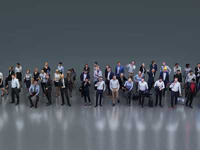 Group of Diverse Business Professionals Standing in Formal Attire in Professional Setting 3d model