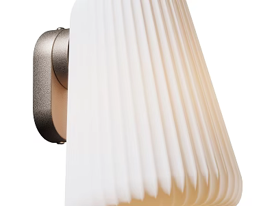 Elegant Modern Wall Lamp with Pleated White Shade and Brass Base 3d model