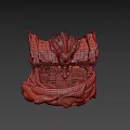 Intricate Green Dragon Head Sculpture With Golden Scroll Like Structures And Glowing Accents