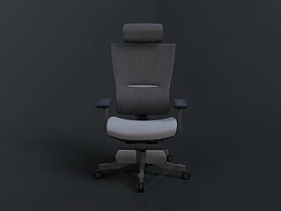 Gray Office Chair With High Back Armrests Adjustable Seat And Wheels 3d model