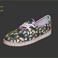 Casual Canvas Shoes Blue Base With Colorful Abstract Patterns White Laces And White Rubber Sole