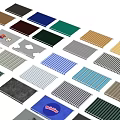 Various Colored Striped Awnings With Coffee Shop Logo And Text Designs