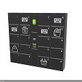 Multiple Numbered Storage Lockers With Various Shopping Icons And Digital Screens