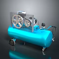 Blue Air Compressor With Air Tank Metal Grille Gears Motor Pressure Gauge And Air Hose