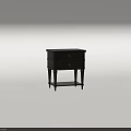 Modern Gray Wooden Side Table With Two Drawers And Slender Legs 3d model