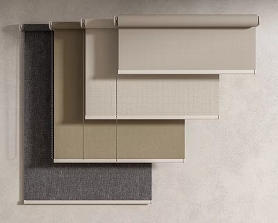 Soft Fabric Window Blinds In Various Neutral Shades For Modern Home Decor 3d model