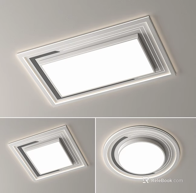 Modern LED Ceiling Light With Square And Round Design For Interior Lighting 3d model 