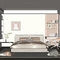 Modern Kids Room Interior With Bed Desk Bookshelf Rug Pillows And Window