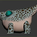 Fantasy Animal With Blue Brown Spotted Skin Large Eyes And Round Pink Belly
