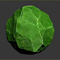 Green Polyhedral Sculpture Featuring Carved Surface Lines and Glossy Finish in Contemporary Design