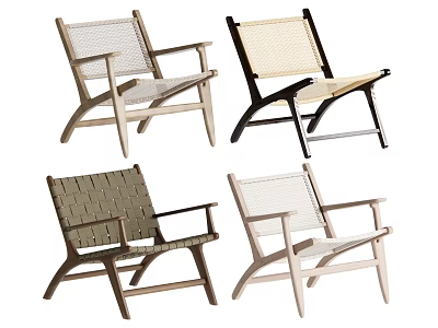 Leisure Chairs In Various Stylish Designs With Wooden Frames And Woven Details 3d model