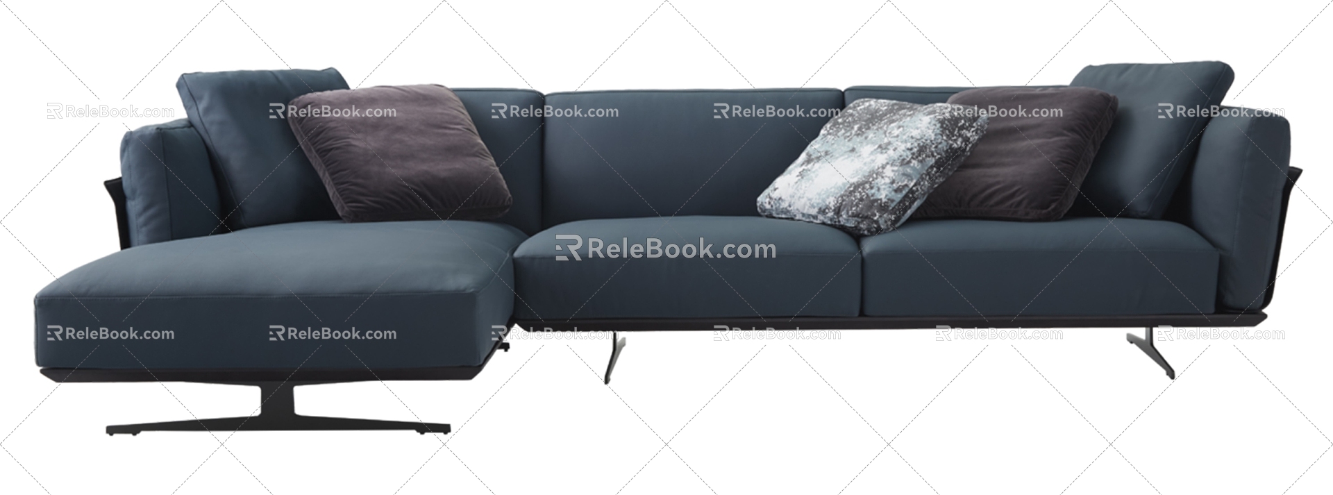 Three-seat corner sofa set 3d model