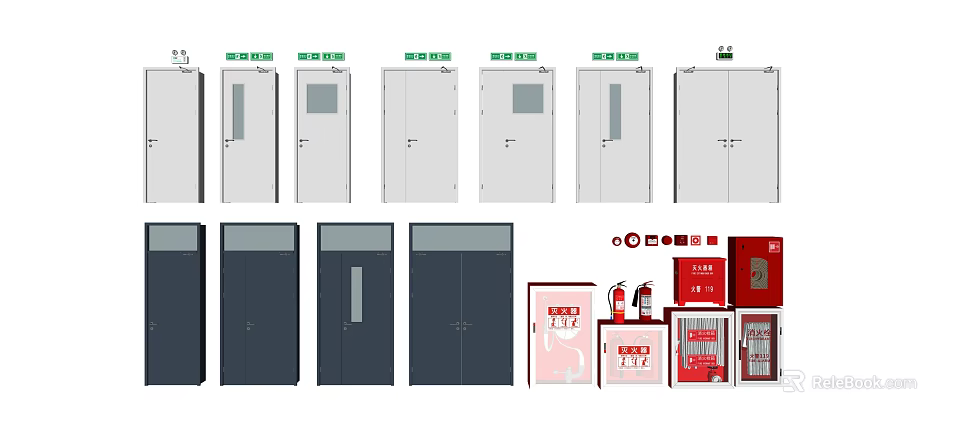 Various Fire Doors And Safety Equipment With Different Designs And Functions 3d model