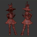 Two Fantasy Wizard Characters In Pink Black Attire With Decorative Hats Holding Colorful Orbs
