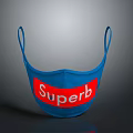 Blue Protective Face Mask Featuring Red Superb Text For Daily Use
