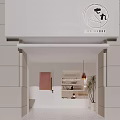 Charming Dessert Shop Interior Featuring Pink Staircase Open Space Marble Table And Cozy Seating