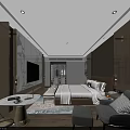 Modern Hotel Guest Room Interior With Cozy Sofa TV And Floor to Ceiling Window
