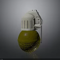 Grenade Weapon With White Top Green Bottom Grid Texture And Metal Fuse