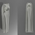 Elegant Long Dress with Cross Front Back Design and Lightweight Flowy Fabric