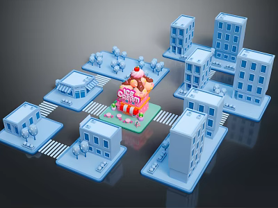 Modern Cartoon Building Cartoon Block Cartoon House 3d model