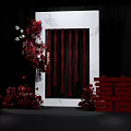 Red Themed Photo Spot With Chinese Double Happiness Symbol White Frame And Red Floral Arrangement
