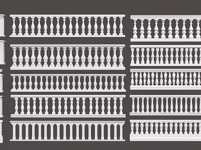 Different Styles Of Decorative Railings Featuring Classic And Modern Design Patterns 3d model