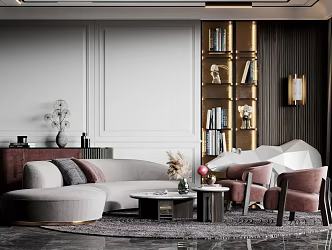 Living room sofa coffee table 3d model