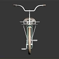 Vintage Bicycle With Green And Orange Frame White Handlebars Brown Seat And Front Basket