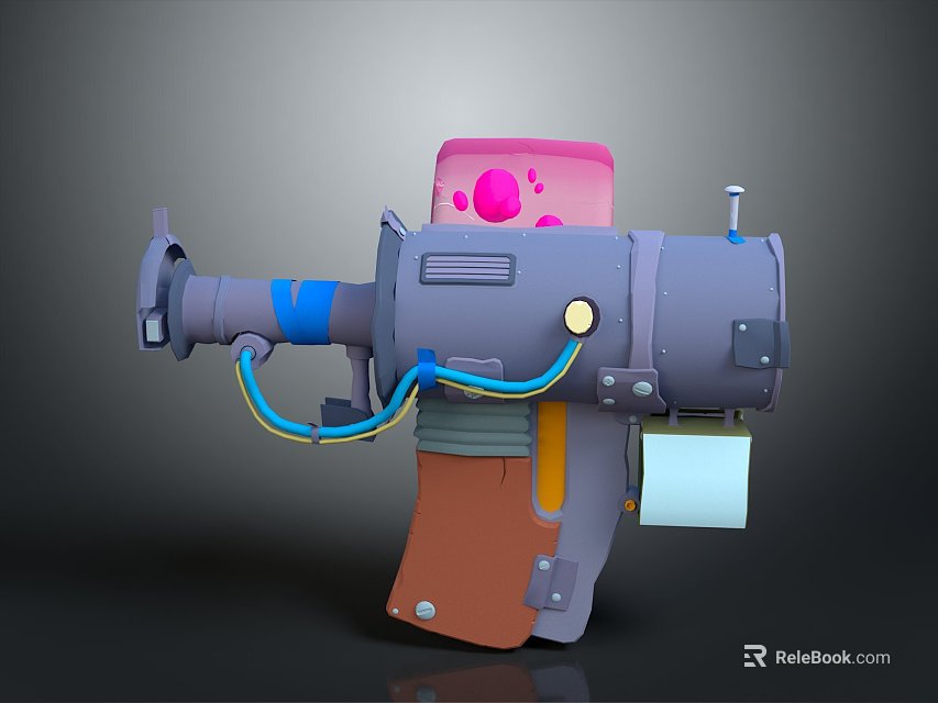 Industrial Equipment Featuring Gray Body Blue Yellow Pipes Pink Section Brown Base And White Box 3d model 