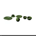 Green Ceramic Tableware Set With Cups Bowls Plates Saucers And Decorative Patterns 3d model
