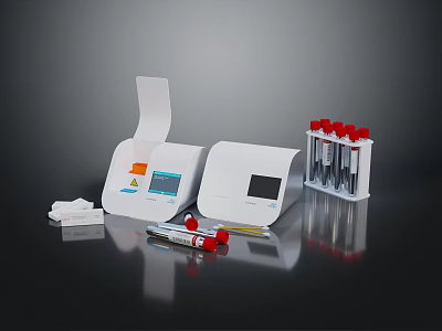 Medical Testing Equipment With Analyzer Machine Test Tubes And Reagents 3d model