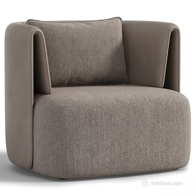 Modern Light Brown Fabric Accent Chair With Rounded Arms And Comfortable Design 3d model 