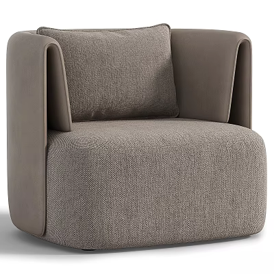 Modern Light Brown Fabric Accent Chair With Rounded Arms And Comfortable Design 3d model