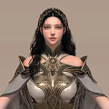 Fantasy Game Movie Female Character With Elaborate Armor And Gown