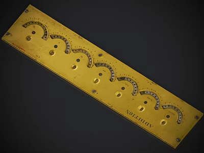 ADJUSTA Yellow Metal Ruler with Multiple Scales and Holes Precision Hardware Tool 3d model