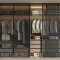 Modern Wardrobe Interior Design With Hanging Folded Clothes Drawers And Storage Compartments