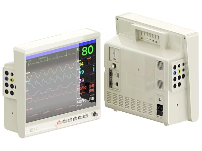 Medical Patient Monitor Device With ECG Waveform Display Vital Signs Monitoring And Rear Interface 3d model